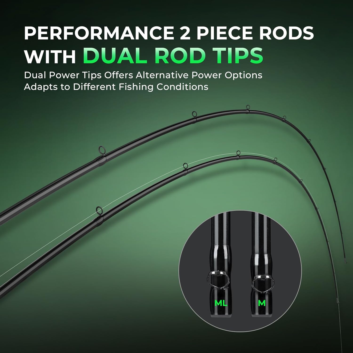 KastKing Zephyr Dual-Tip Fishing Rod and Reel Combo,Spinning & Baitcaster Combo,Dual Tips Section for Different Powers,IM6 Graphite 2-Piece Rod with Extra Tip,Sensitive & Powerful,Freshwater Fishing