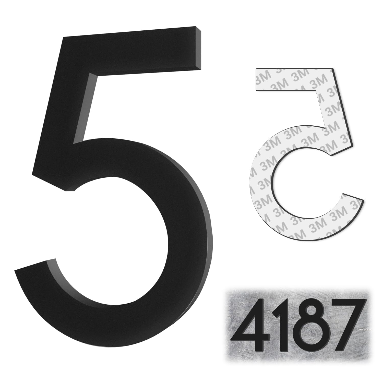 5 Inch House Numbers, Self-adhesive Mailbox Numbers Modern House Numbers for Outside Address Numbers for House Office Hotel Room Farmhouse Easy to