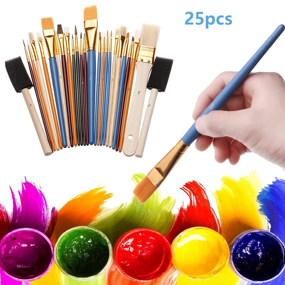 25 unids/Set Dibujo Pintura Pinceles de Nailon Conjunto de Obra de Arte con Acuarela Pinceles de Pintura Conjunto Artista Herramientas de Dibujo Accesorios