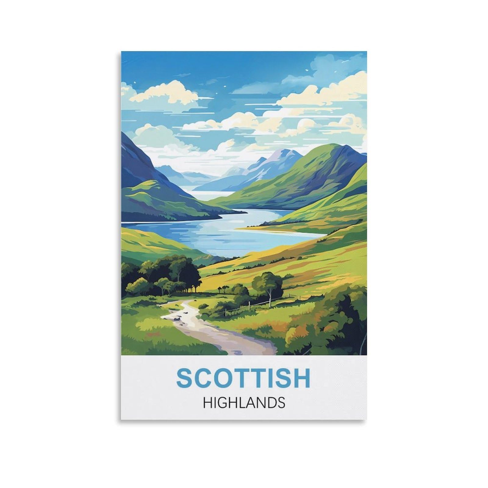 ZBBGGOZ Scottish Highlands Vintage Travel Poster 16x24inch(40x60cm) Canvas Wall Posters And Art Picture Print Modern Family Bedroom Decor