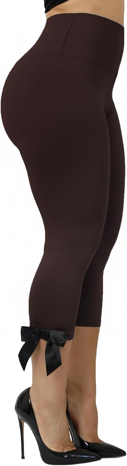 Aonoapll Women Y2k Capri Pants Cute Bow Tie Cropped Leggings