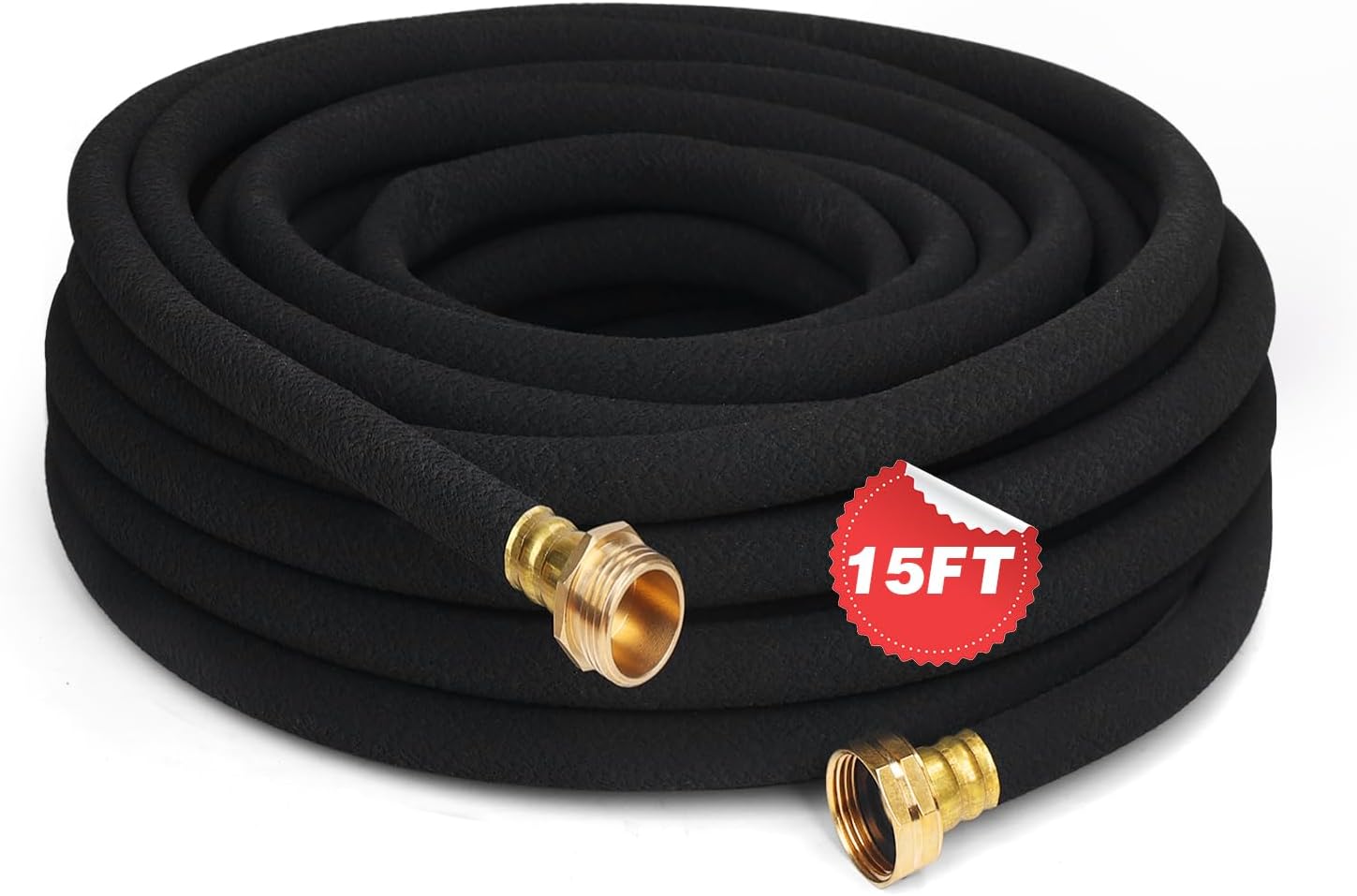Heavy Duty Soaker Hose 50FT 1/2 Inch Rubber Garden Drip Irrigation Hose with Solid Brass Connector Water Saving Linkable Soaker Hose for Garden Bed Flower Vegetable Lawn