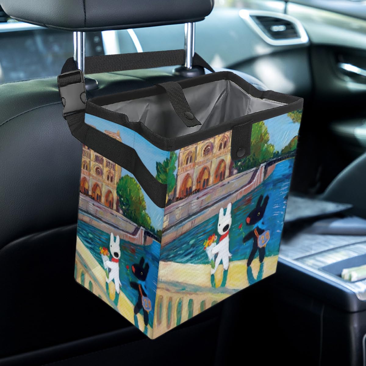 Amazon｜リサとガスパール 車用ゴミ箱 車用収納ケース おしゃれ 車用 