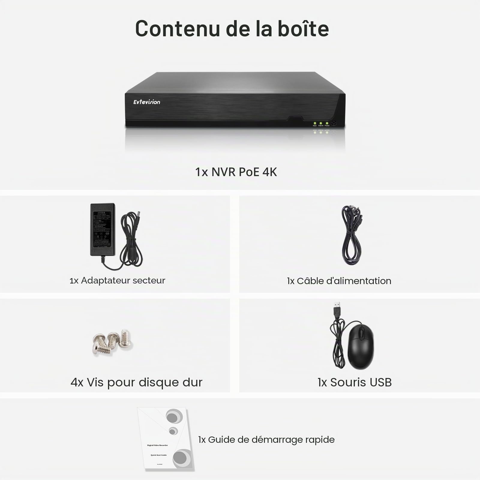 10 Canaux 4K/5MP/4MP/3MP/2MP Enregistreur IP PoE NVR avec 10 Ports PoE CCTV NVR Supporte Vue à Distance Alerte Email de Détection de Mouvement (Pas de Disque Dur)