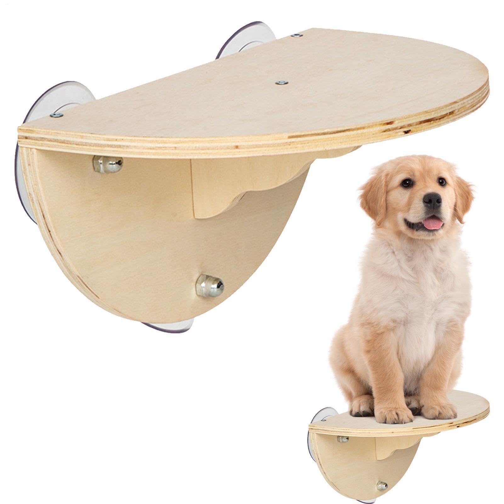 Cat Bed with Shelf Window - Indoor Wall Mounted Cat Perch Bed with Wooden Shelf with 3 Suction Cups | Comfortable Climbing and Relaxing Place for Relaxation