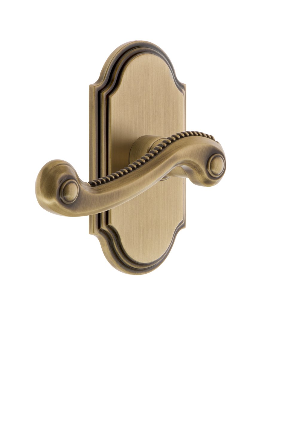 Grandeur 821068 Arc Plate Passage with Newport Lever in Vintage Brass, 2.375