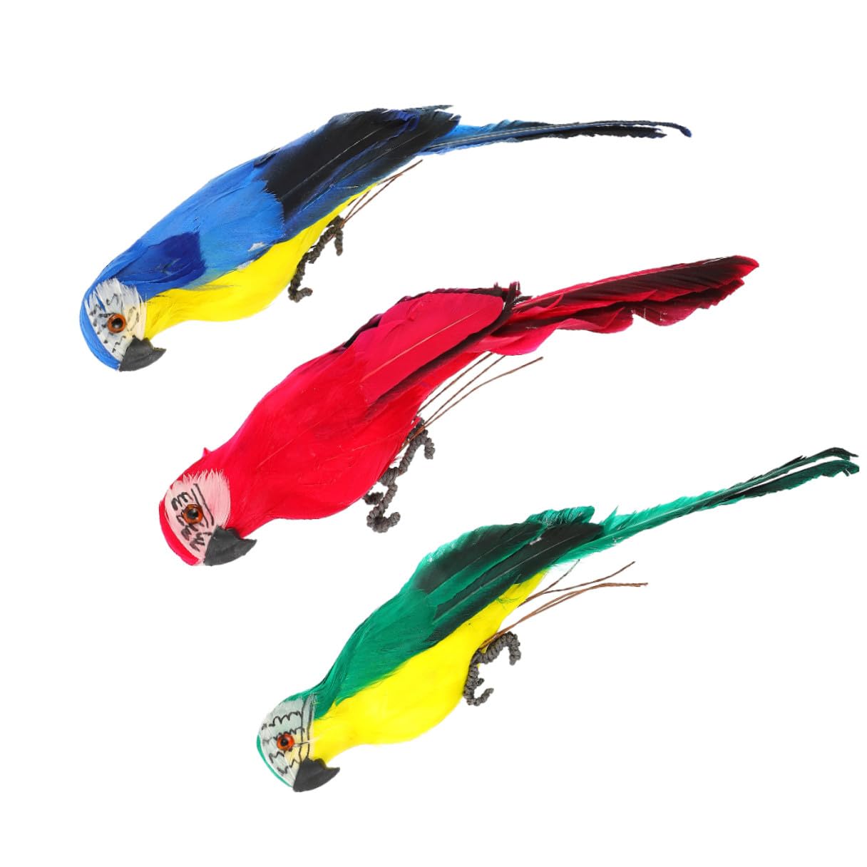 Perroquets factices en mousse lot de 3 oiseaux déco jardin