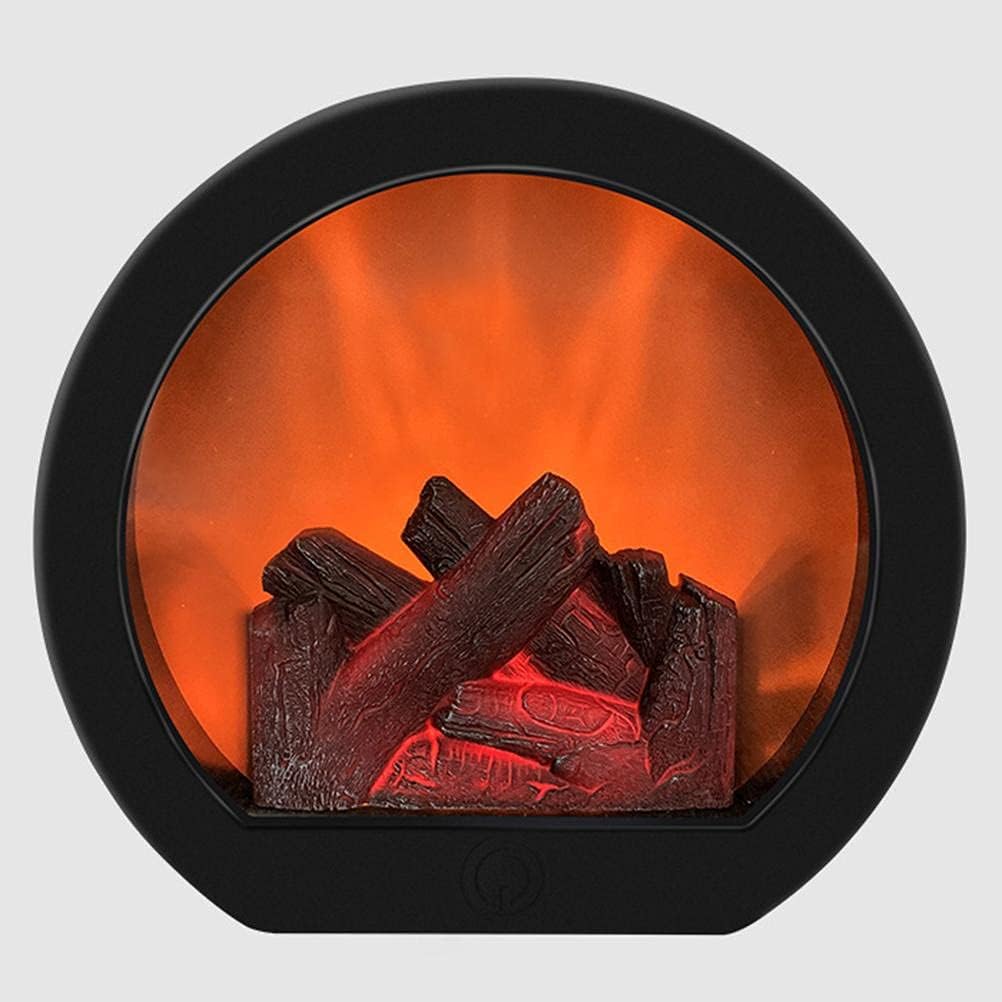 LED Fireplace Lamp Realistic Flame Simulation Portable Fireplace Light with Round Touch Sensitive Home Decor for Indoor Outdoor