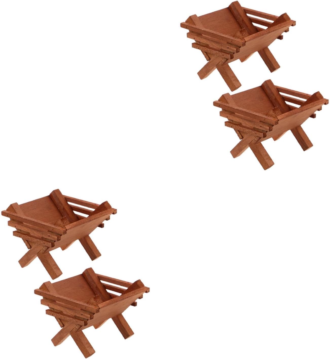 LOGOFUN 4PCS Wooden Nativity Scene Set for Christmas Table Decor with Holy Family Figures