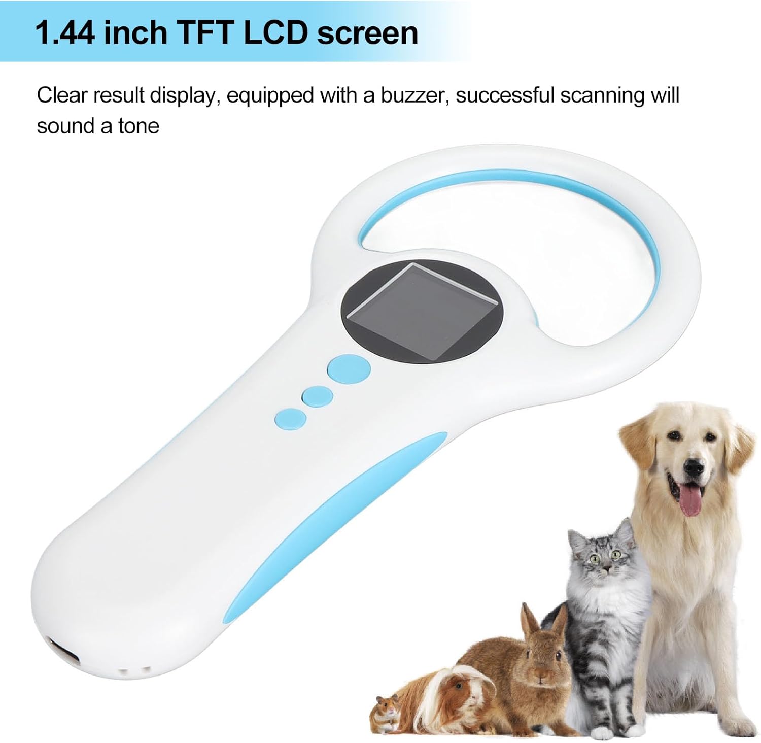 Semme Pet Microchip Reader with Multi Connection Modes USB .44" TFT LCD Supports 134.2KHz 125KHz