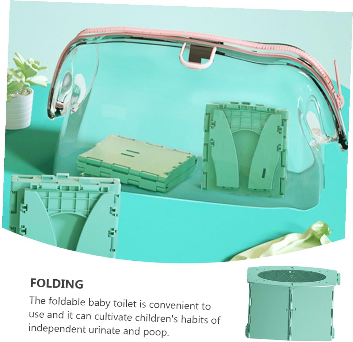 Portable Foldable Toilet Potty Training Seat for Travel and Car Use Lightweight Green Folding Design Convenient Potty for Outdoor and Home