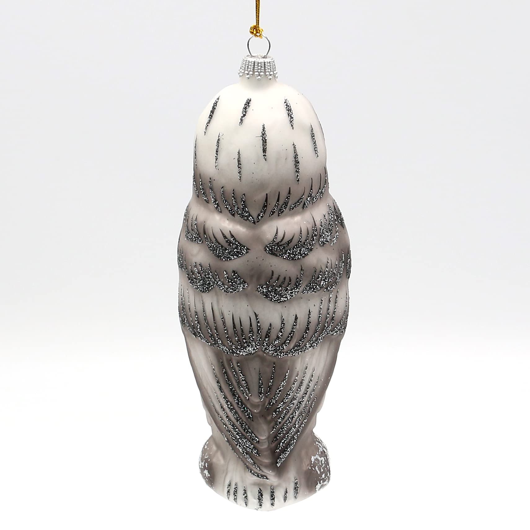 Lauschaer Christbaumschmuck Limitierte Auflage freigeblasene Schneeeulenfigur, handdekoriert, 17 cm hoch