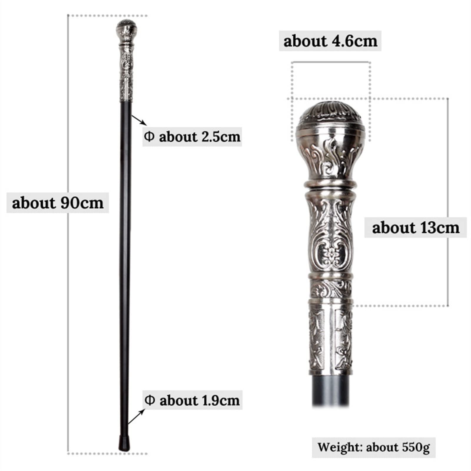 Bastones Bastón de Fiesta for Hombre con Mango Lujo Dorado 96 cm para Hombres como para Mujeres