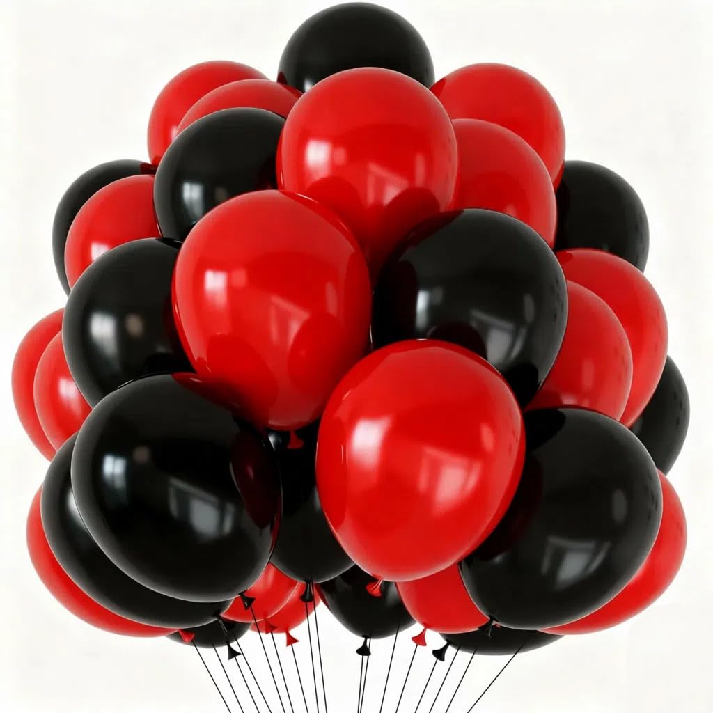 Red and Black Balloons, 70 Pack 12 Inch Black and Red Latex Balloons for Birthday Graduation Wedding Racing Car Poker Card Party Decoration