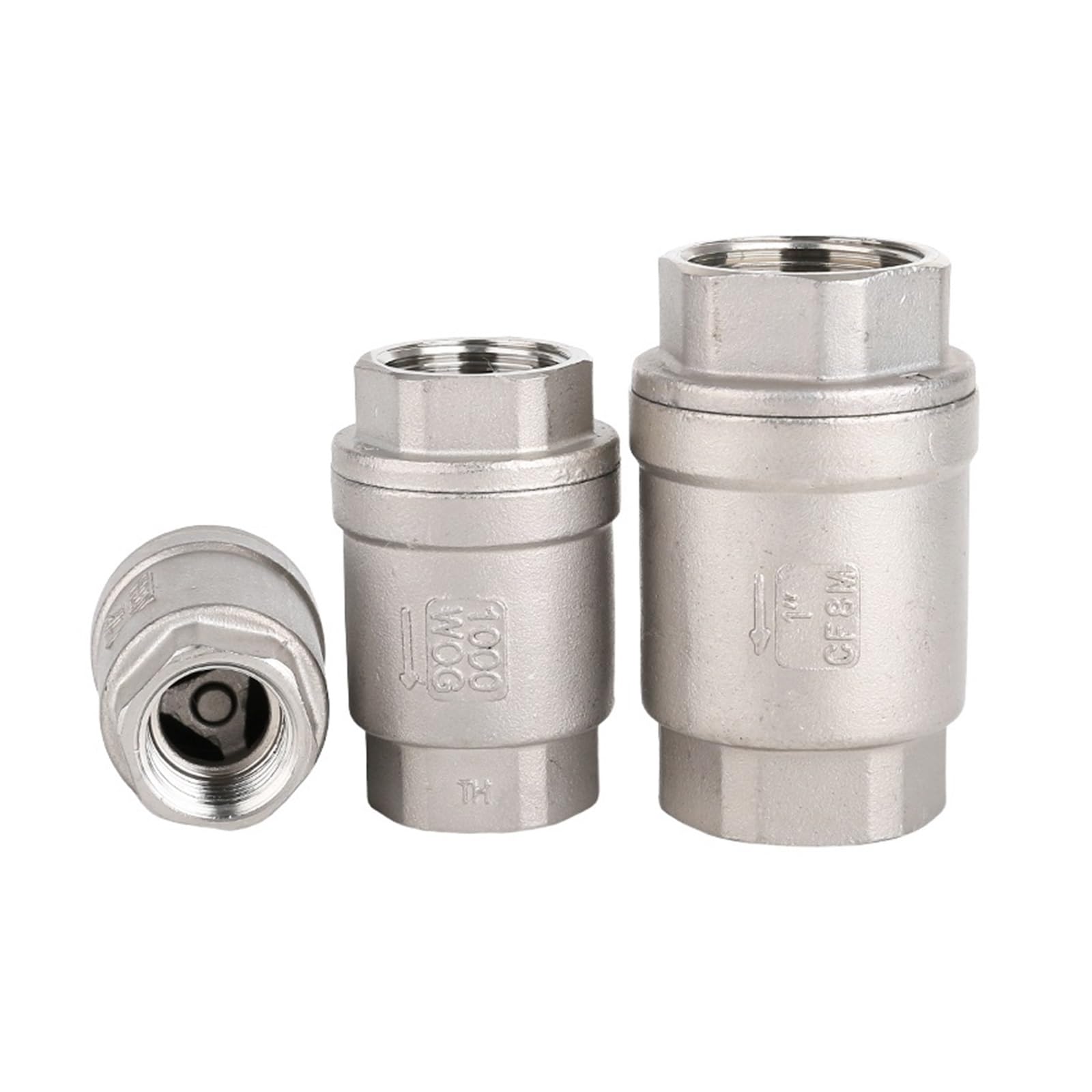 1PC 1/4" 3/8" 1/2" 3/4" 1" BSPT Female Threaded 304 Stainless Steel vertical lift In Line Spring Check Valve(1-1/4",BSPT_RUBBER SEAL)