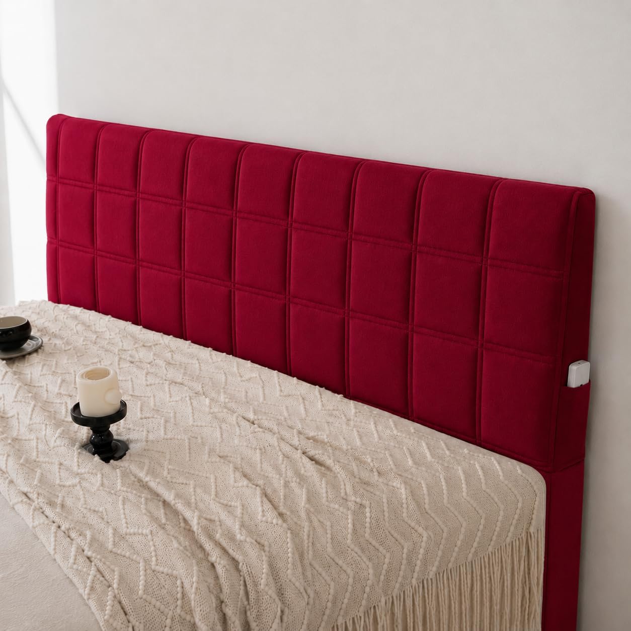 HOMETHREADS Velvet Padded Headboard Cover with Foam – Soft, Wrinkle-Resistant Bed Back Protector, Suitable for Wooden, Leather & Upholstered | Fits 6 ft Headboards only (Maroon 68x180cm)-image-38
