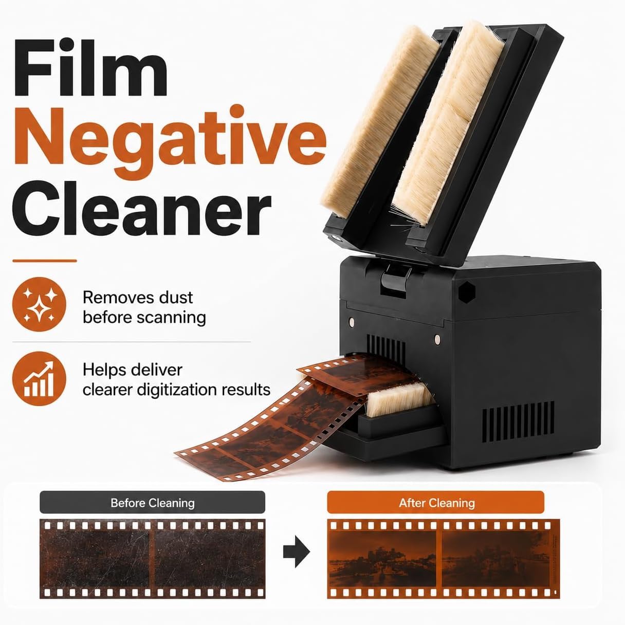Nettoyant négatif pour film 135 et 120 avec 4 brosses en laine