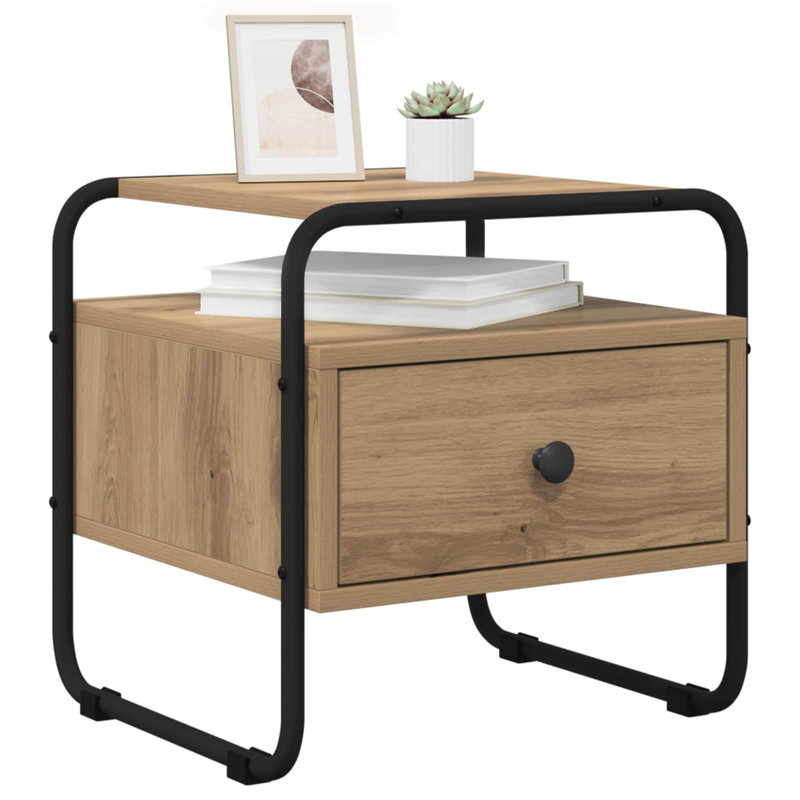 Lot de 2 tables de chevet en chêne Artisan - 40 x 39,5 x 40 cm