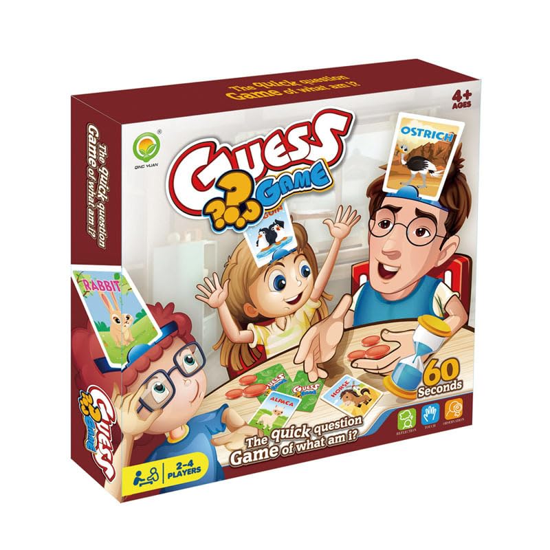 FCXVXCL What’s Am I? Picture Guessing Board Game Card Games with Animals Cards & Headbands Quick Questions & Fast Fun 2-6 Players Parent Child Educational Toy Gifts for Friends — image 1