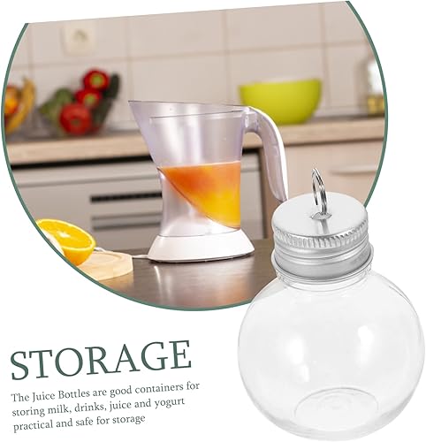 Miniatura 2 de 10 botellas esféricas navideñas de plástico transparente, botellas vacías para bebidas, botellas de leche con tapas, botellas de arte de arena,