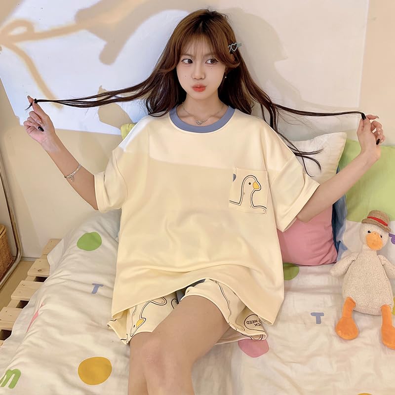 Image of KSHS Women Cotton Night Suit Top & Shorts Set | Loose Fit Printed Nightwear Co Ord Set Stylish Western | Soft Breathable Sleepwear Shorts with Pocket for Women