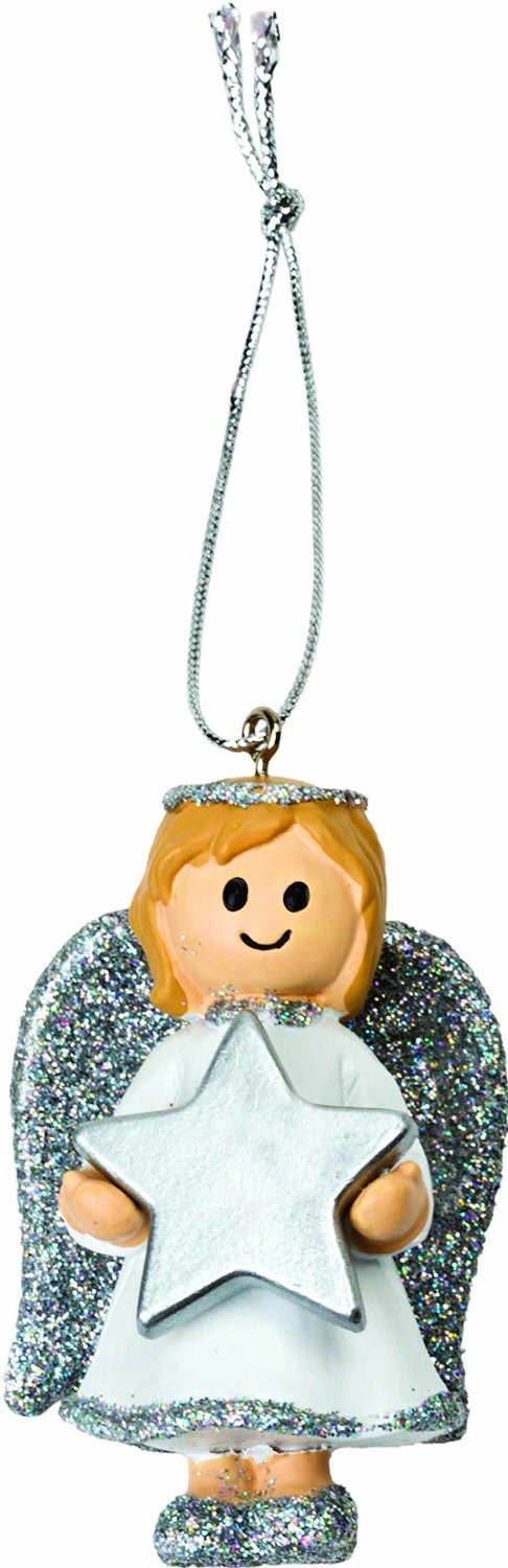 Cute Silver Girl Angel Christmas Tree Decoration Ornament Bauble (Katie)
