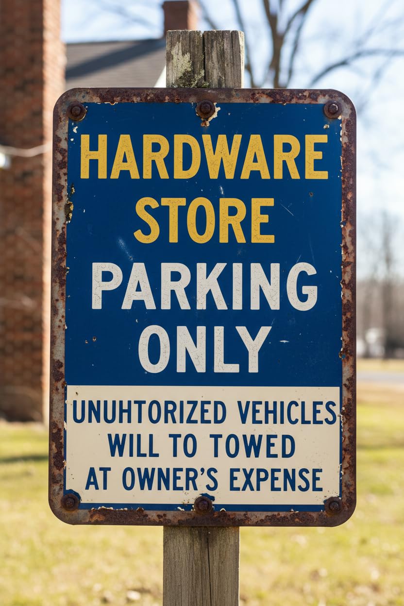 Hardware Store Parking Tin Sign, 8x12 Inch