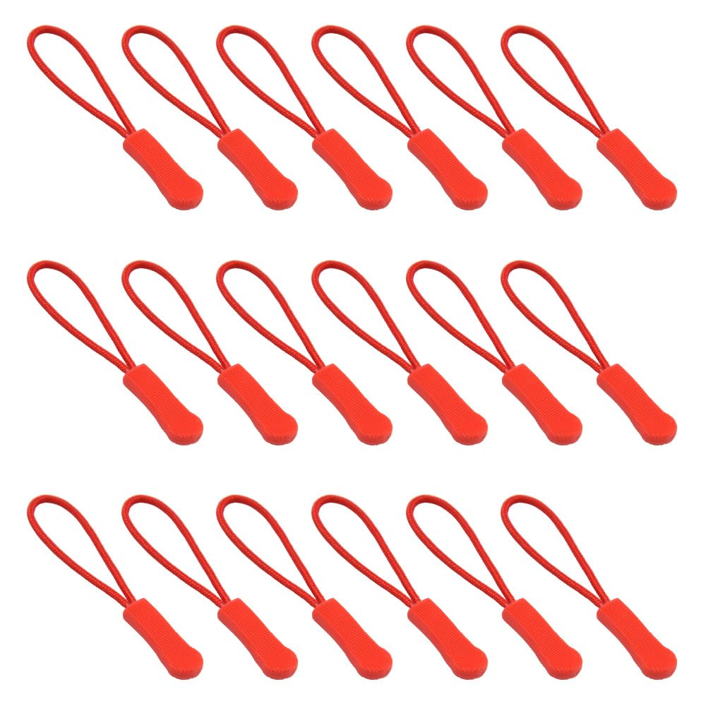 Ruidee 50 Pieces Zipper Pulls Zipper Tabs Zipper Pull Cord Extender Replacement Zipper Pulls for Backpacks, Jackets, Luggage, Purses, Handbags（Red）