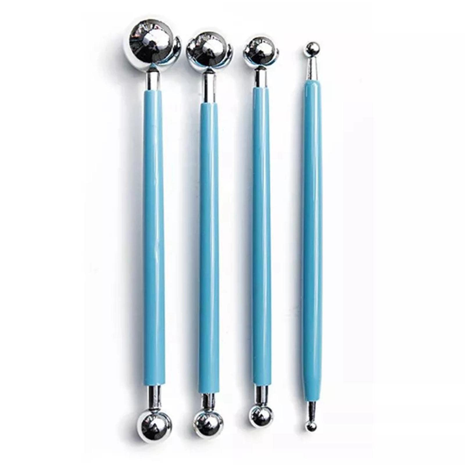 Definite Art Metal Ball Tools for Clay Rounding Shaping Decoration for Clay Mouldit Fondant Dough (Pack of 4 Tools with 8 Ball Sizes Head) for Sculpting Flowers Cake Fondant-image-4