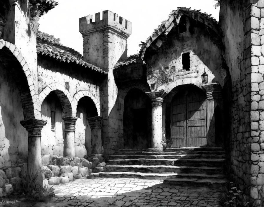 Vieux temple médiéval tableau toile 58x90cm crée une ambiance mystérieuse dans votre salon