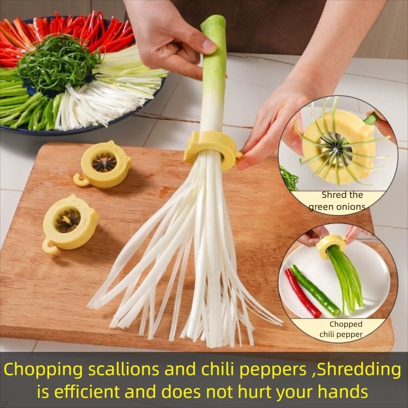 Miniatura 4 de Trituradora y rebanadora profesional de cebolla verde, cortador de cebolleta de acero inoxidable de 12 cuchillas con diseño de seguridad, perfecto