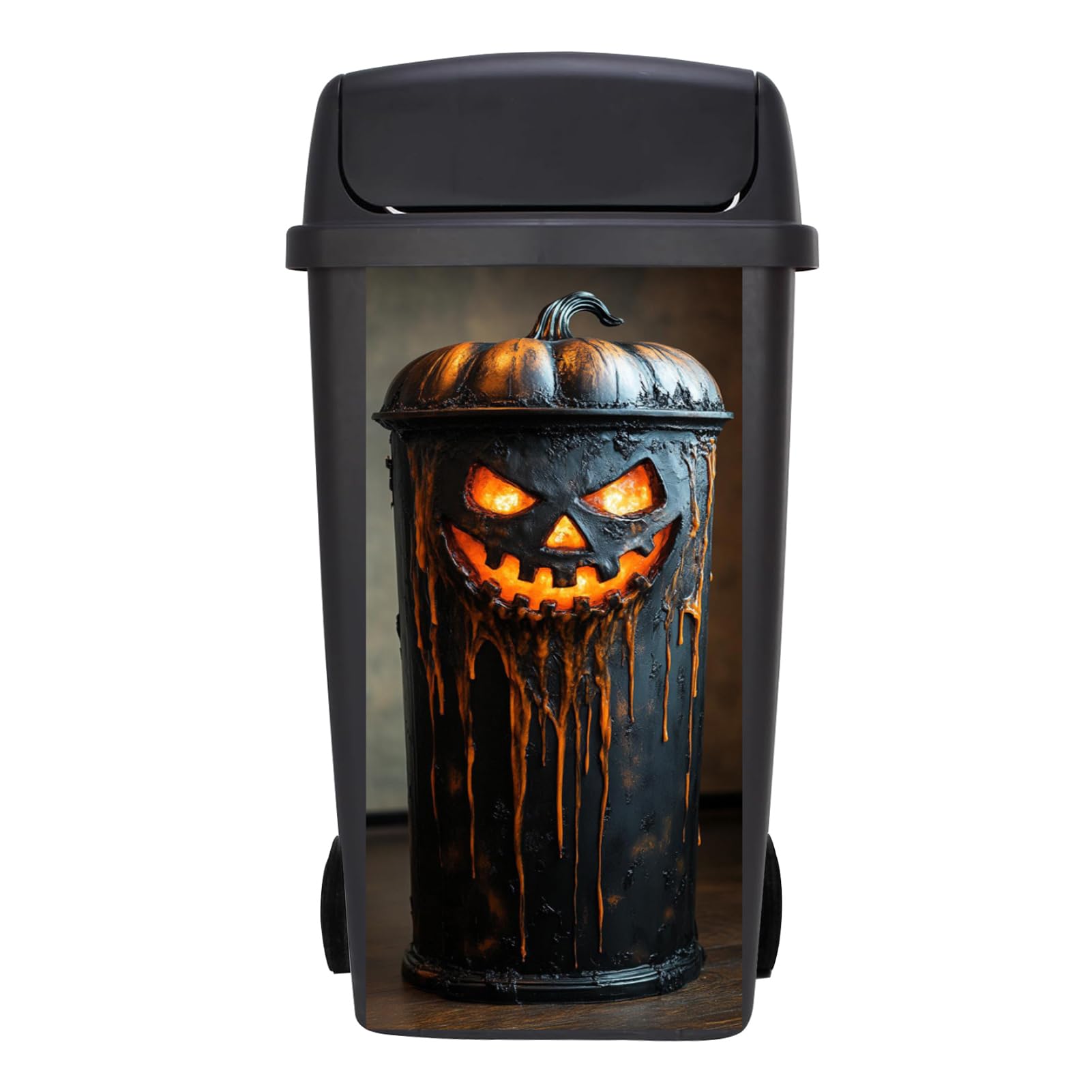 Targawerelax Wheelie Bin Stickers, Waterproof Wheelie Bins Covers Vinyl Self Adhesive Dustbin Stickers Trash Can Decorative Fridge Wrap Sticker Wall Home Decor, Evil Pumpkin face