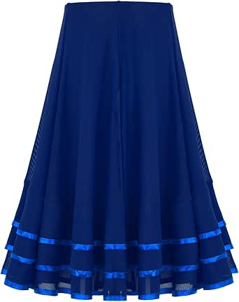 Ranrann Jupe Danse Latine Salsa Chacha Asymétrique Femme - Extensible 70% Polyester S-XXL