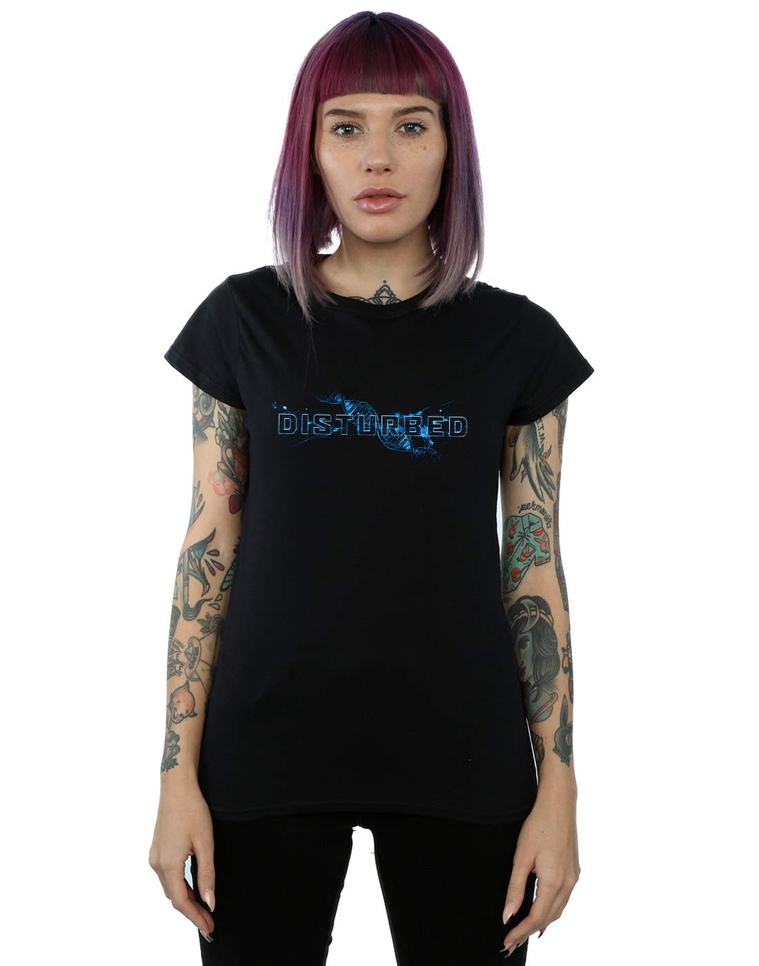 Absolute Cult Women's Black Disturbed Blue Blood T-Shirt Large