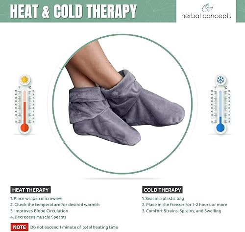 Miniatura 3 de Herbal Concepts Bota de aromaterapia con forma de envoltura para microondas hecha de linaza orgánica, menta y menta verde para pies  Botines cómodos