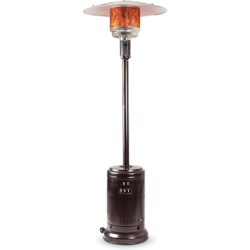 Amazon Basics 46,000 BTU Outdoor Propane Patio Heater with Wheels, Commercial & Residential, Havana Bronze, with Water Tank, 32.1 x 32.1 x 91.3 inches (LxWxH)