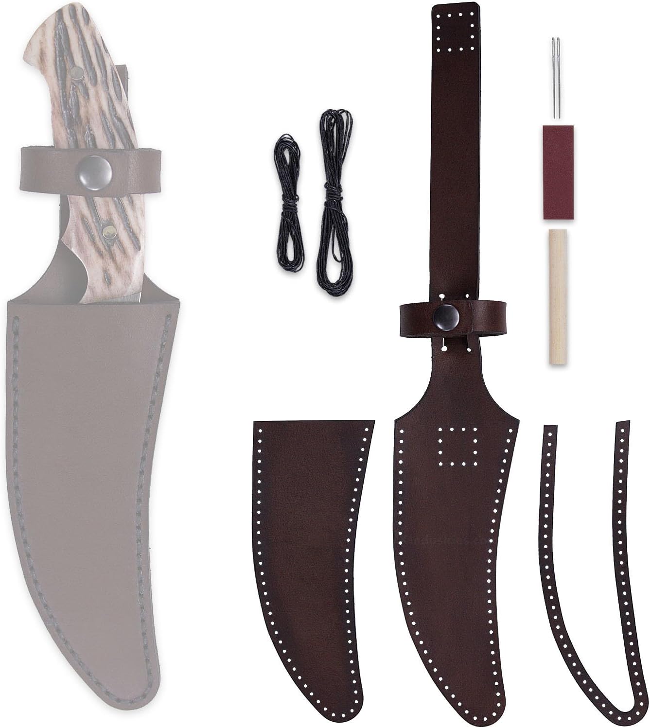 Leather Knife Sheath Making Kit DIY Custom Fit for up to 6 Inch Blades - (Espresso) - USA Made - Includes Pre Cut Leather Material, Tools, and Instructions