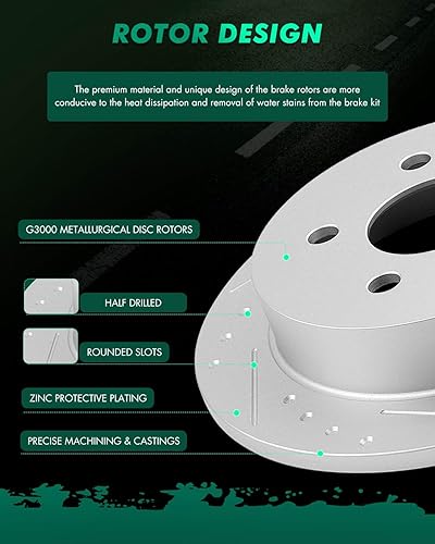 Miniatura 30 de SCITOO Kit de freno delantero Rotores de freno delantero y pastillas de freno de cerámica para 08-16 para Chrysler Town & Country, 08-16 para Dodge