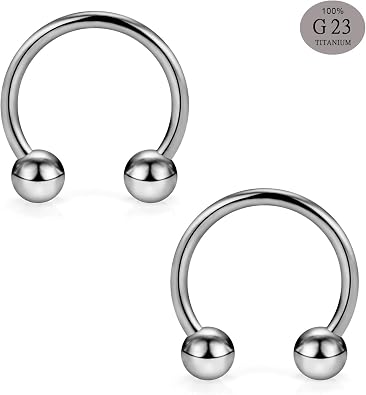 SCERRING 2-8PCS 14G G23 Titanium Horseshoe Septum Ring Nose Rings Hoop Helix Daith Cartilage Tragus Earrings Nipple Eyebrow Body Piercing Jewelry 8mm 10mm 12mm 14mm 16mm