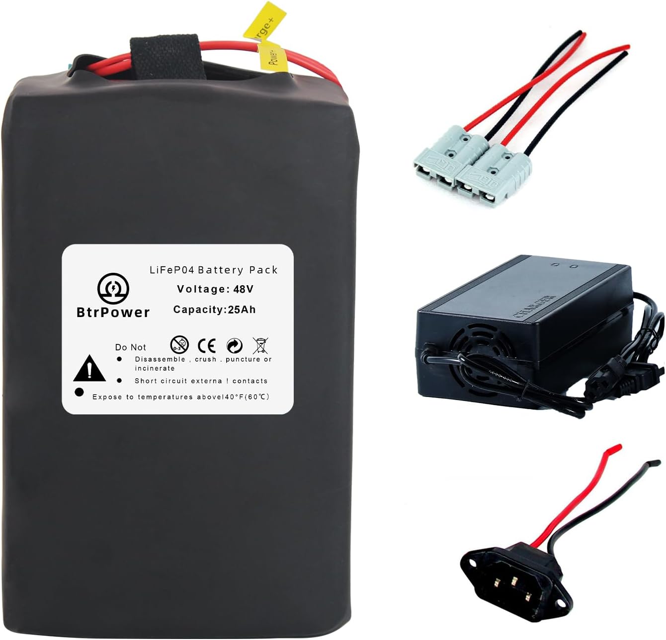 Product image of 48V Ebike Battery 48V 25AH LiFePO4 Lithium Battery Pack with 5A Fast Charger,50A BMS for 250W-1200W Motor