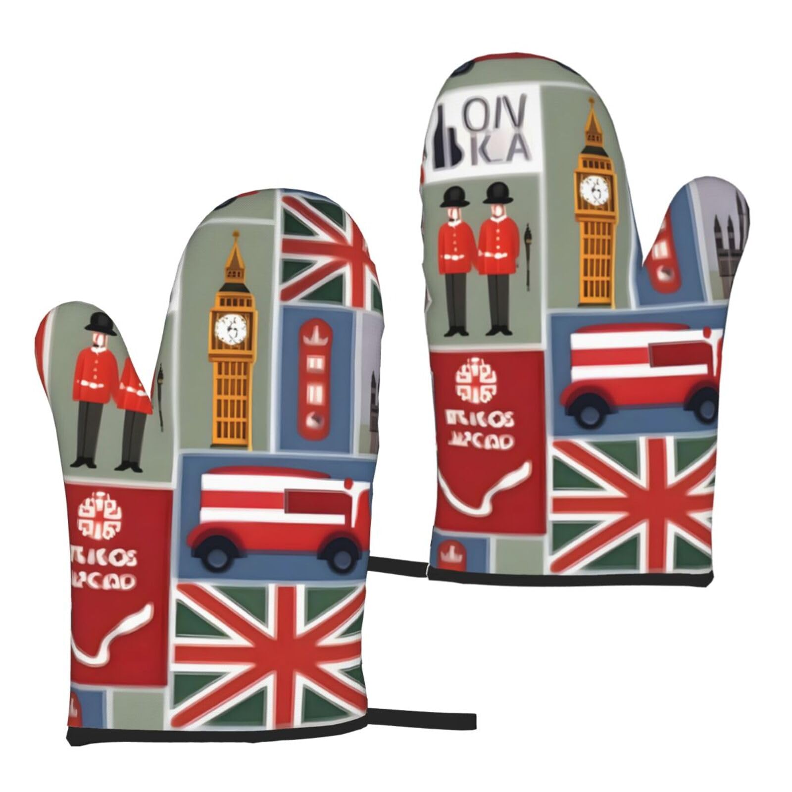 England Symbols Print Heat Resistant Universal Fit Oven Microwave Gloves Home Cooking Baking Grilling
