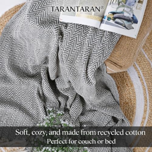 Image of Tarantaran All Season Cotton Weaved Throw Blanket for Bed /Sofa 50x70 INCHES (Grey)