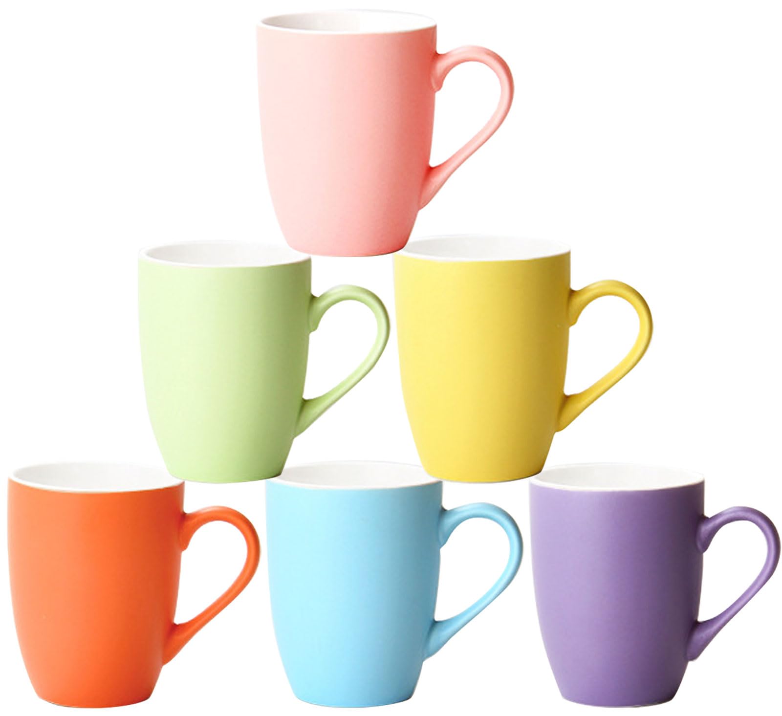 Houbobo Multi-Color Mugs Set of 6 – 330ml Ceramic Coffee Mugs, Premium Matte Modern Cups for Coffee,Tea,Cappuccino,Cocoa,Cereal, Dishwasher & Microwave Safe, Gift for Christmas, Birthday, Home