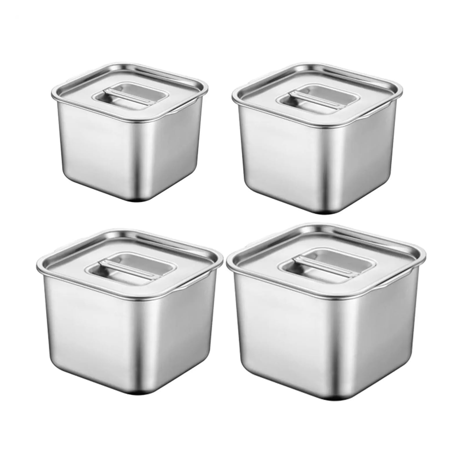 UBOHUZ 2PCS Stainless Steel Hotel Pan with Lids Multipurpose Deep Food Container Spices Box for BBQ Restaurant Catering Outdoor for Kitchen Condiment(16cmx16cm)