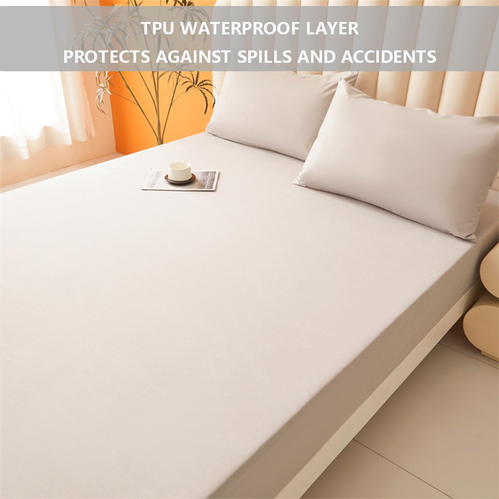 Protector de colchón impermeable de 138 x 190 cm, color azul, transpirable, impermeable, protección contra la humedad, sábana bajera ajustable para colchón de 25 a 30 cm