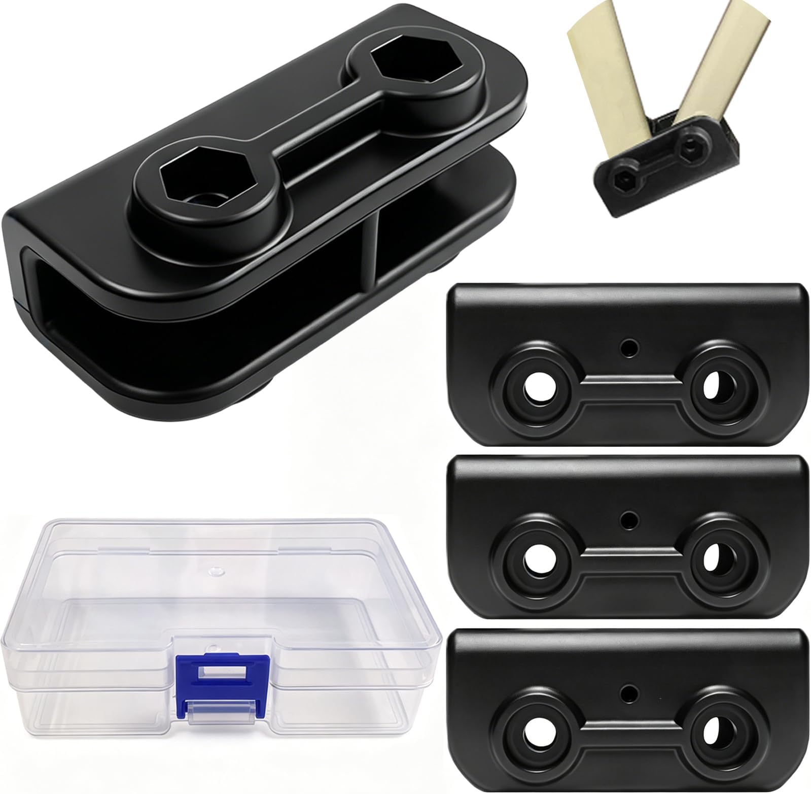 4Pcs 2-Way Pop-up Gazebo Replacement Connector Canopy Tent Replacement Parts Black Rectangular Bracket Truss Connector Canopy Replacement Parts