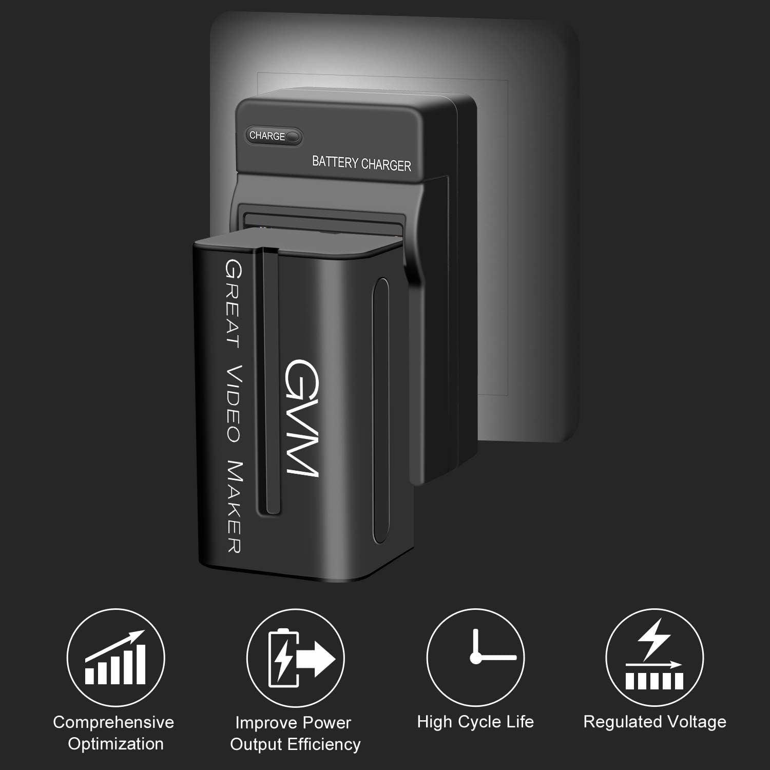 GVM Video Light Power Supply Accessories for LED 800D 480 880RS Studio Panneau Lumineux pour Interview Spare Battery with Charger ​Plein Air Portrait Photographie Vidéo Tir Éclairage BC-75 Battery