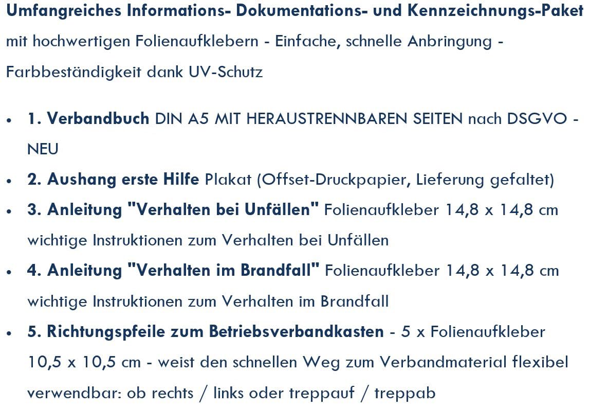 Erste-Hilfe-Koffer GASTRO Komplettpaket für Küchenbetrieb & Lebensmittelindustrie - aktuelle DIN/EN 13157 inkl.Augenspülung + Brandgel + detektierbare Pflaster + Hydrogelverbände + Aushang & Aufkleber