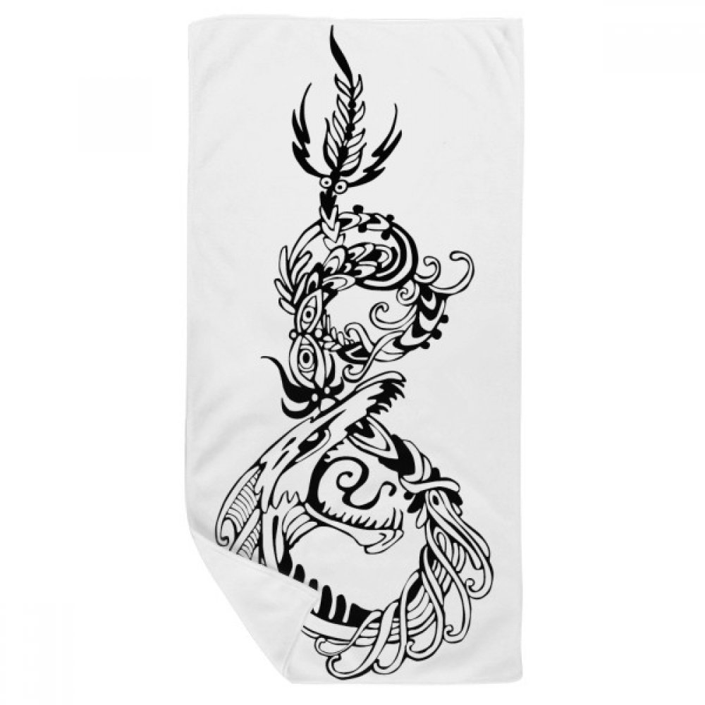 Serviette de bain dragon chinois oiseau abstrait doux gant de toilette 35x70cm multicolore