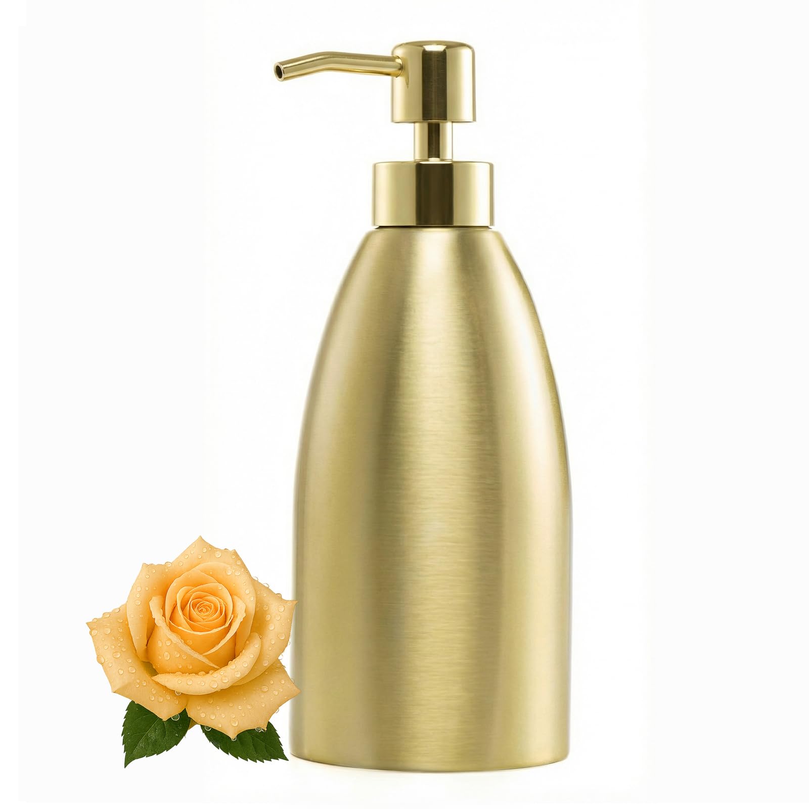 Emarful 304 Stainless Steel Soap Dispenser 16oz Rust-Proof Liquid Soap Pump Bottle for Kitchen or Bathroom Countertop Hand Dish Lotion Leak-Proof (Gold)